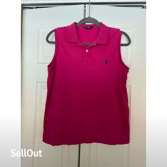 Ralph Lauren Tops - Ralph Lauren Women's Sleeveless Pink Polo Shirt Size L Casual
